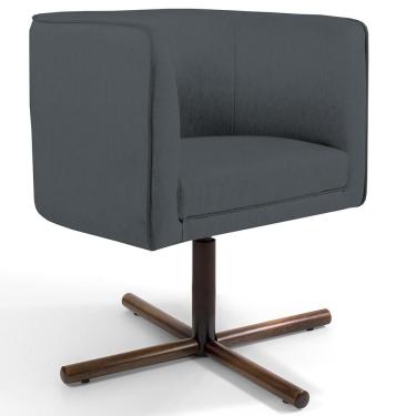 Imagem de Poltrona Decorativa Giratória Base X Betina D02 Corano Cinza C-03 - Lyam Decor