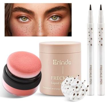Imagem de Kit de maquiagem Erinde Natural Freckle Blush com líquido e pó