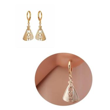 Imagem de Brinco Argolinha Nossa Senhora Aparecida Folheado Ouro 18k - MIXFOLHEA