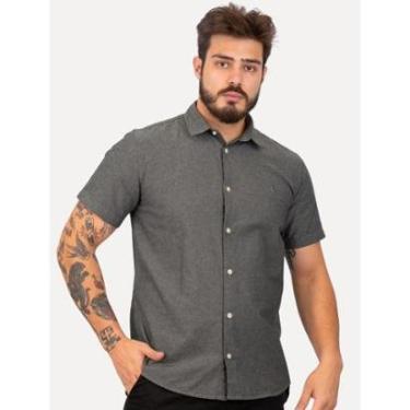 Imagem de Camisa Reserva Masculina Manga Curta Oxford Color Preto Mescla-Masculino