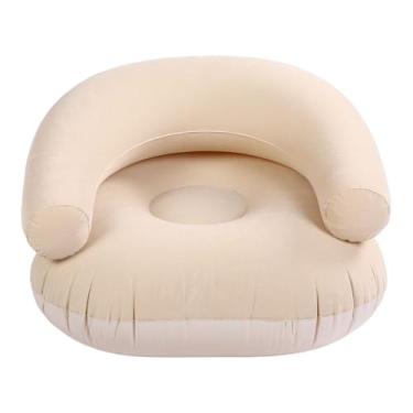 Imagem de Asixxsix Poltronas saco de feijão, cadeira inflável com encosto em forma de U em PVC, sofá inflável preguiçoso, espreguiçadeiras dobráveis portáteis para sala de estar, quarto (Cáqui)