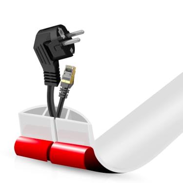 Imagem de Escondedor autoadesivo para cabo de chão, gerenciamento de cabos de 9 m, protetor de faixa de extensão para fios, evita viagens de cabos para escritórios, academias, exposições. Cavidade: 1,2 cm (L) x