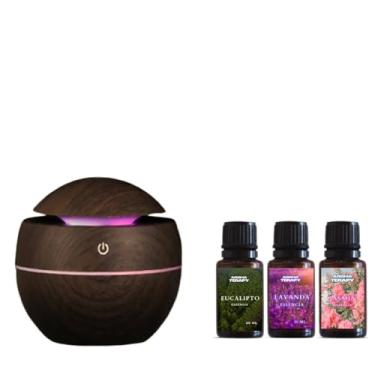 Imagem de Umidificador De Ar + 3 Essências Hidrossolúvel | Difusor Modelo Vaso 200ml | Essências 20ml(Ultrassônic Escuro)