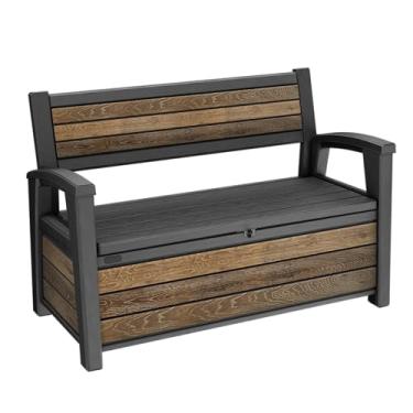 Imagem de Keter Banco e Baú de Jardim 227L Deco Signature – Textura Madeira – Organização, Conforto e Estilo em um Só Produto