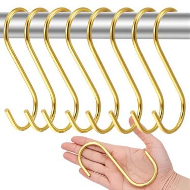 Imagem de AojSup 30 ganchos dourados S para pendurar – Gancho utilitário em forma de S de liga resistente de 11 cm, ganchos S perfeitos para organização de armários, panelas de cozinha, toalhas de banheiro