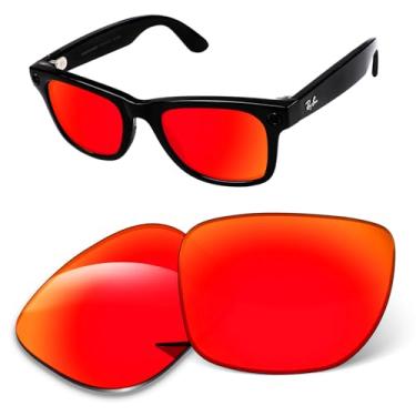 Imagem de Kygear Lentes de substituição de 1,6 mm compatíveis com óculos de sol inteligentes RayBan Meta Wayfarer RW4008 53 mm (laranja vermelho espelhado)