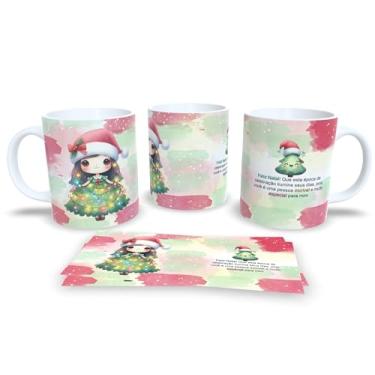 Imagem de Caneca de Natal Decorativa, Porcelana, Design Mágico com Árvore de Natal, Mensagem 'Feliz Natal' (15793)