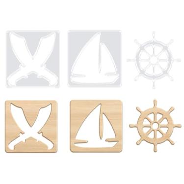 Imagem de INFUNLY Modelo de fresadora náutica acrílica, 3 peças, veleiro, transparente, 19 x 19 cm, modelos de entalhe de roda de navio para marcenaria, estênceis curvilíneos, ferramenta de guia de roteador