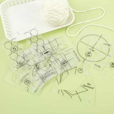 Imagem de Conjunto de 11 peças de kit de acolchoamento de acrílico com movimento livre, calcador de haste alta, antiderrapante, conjunto de réguas e modelos para máquinas de costura, faça você mesmo e patchwork