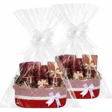 Imagem de Colingmill Pacote com 2 cestas pequenas de tecido para presentes, caixa de peito vazia de 30 x 20 x 12 cm com fitas, sacos de presente, organizador de brinquedos para animais de estimação com alça