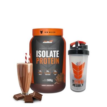 Imagem de Kit Whey Isolate Zero Lactose 900g pote + Coqueteleira 600ml transparente New Millen (900, Chocolate)