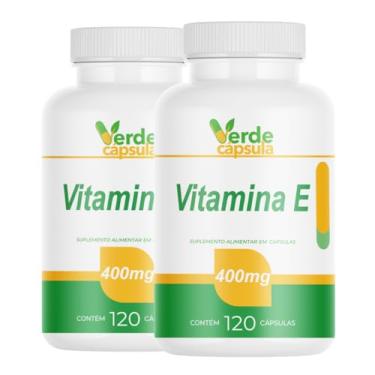 Imagem de Kit 2 Vitamina E 400mg 240 Cápsulas - Acetato de DL-Alfa-Tocoferol - Suplemento Alimentar em Cápsulas - Verde Cápsula