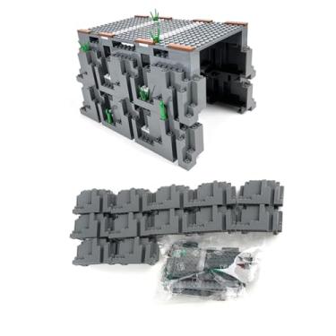 Imagem de RCmall Conjunto de blocos de construção de túnel de trem MOC, construção de tijolos cinzentos, acessório de trilho de trem compatível com layouts, exibição de diorama DIY (moderno)