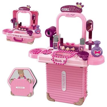 Imagem de Bancada Penteadeira Infantil 3 Em 1 Maleta 21 Peça Maxi Toys
