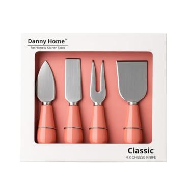 Imagem de Kit de Talheres para Queijo de Luxo, 4 Peças, Cabo de Cerâmica Resistente Colorido, em Inox, Preto, Rosa e Bege, para Servir Frios e Petisco, para Cozinha Decorativo, Jogo para Queijo (Rose)