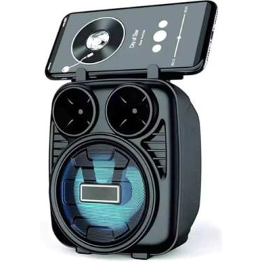 Imagem de Caixa Acústica Sem Fio Bluetooth Potente Portátil Recarregável Som Rádio Compacta Alto Falante Led (KTS 1029 Preta)