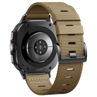 Imagem de Compatível com Samsung Galaxy Watch Ultra de 47 mm, pulseira de nylon resistente para Galaxy Watch Ultra de 47 mm (2024), pulseira de reposição ajustável para smartwatch masculina, cáqui