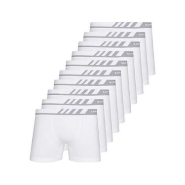 Imagem de Kit com 10 Cuecas Boxer Lupo 671-002, Branco, P