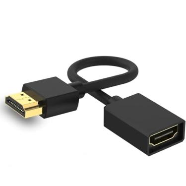 Imagem de Cabo de extensão HDMI macho para fêmea, extensor HDMI curto, compatível com 4K 3D, compatível com Google Chrome Cast, Roku Stick, HDTV, laptop e PC