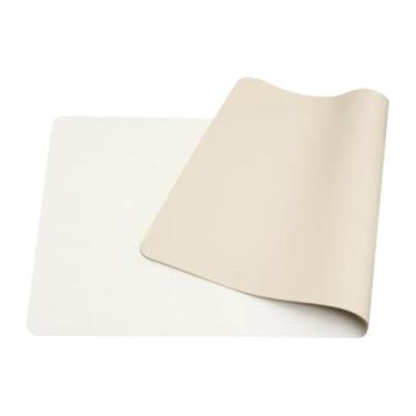 Imagem de Protetor de mouse pad de mesa de couro, tapete de mesa de escritório antiderrapante, à prova d'água para escritório e casa (bege)