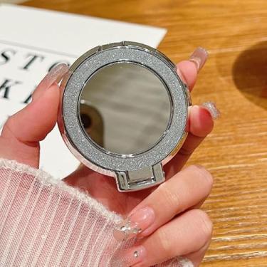 Imagem de Suporte de anel espelhado flash moderno, fivela circular portátil, adequado para iPhone 16 15 Samsung Xiaomi, prata