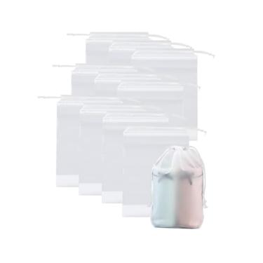 Imagem de 10 sacos de sapato com cordão para viagem sacos de plástico para sapatos com cordões de algodão duplos organizadores de roupas grandes para embalagem de presente, Branco, Simples