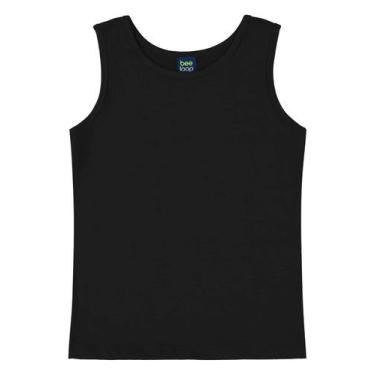 Imagem de Regata Básica Infantil em Meia Malha para Menina Bee Loop, Preto, 2