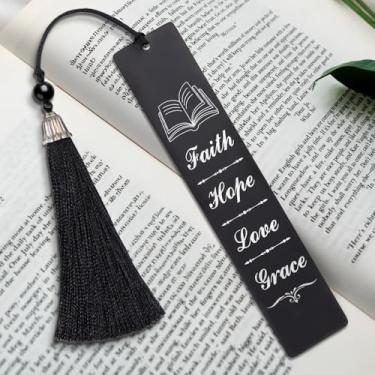 Imagem de Marcador de livro Faith Hope Love Grace de aço inoxidável, presentes de promoção de aposentadoria para homens, mulheres, professores, bibliotecários, bibliófilos, amantes de livros, acessórios