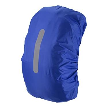 Imagem de Capa de chuva impermeável 55-65L, capa de mochila antiderrapante com alça refletiva vertical, permanece seca para caminhadas, acampamento, caça, G, azul marinho