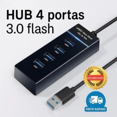 Imagem de Hub USB 3.0 4 Portas  Transferência Rápida de Dados 5 Gbps  Compatível