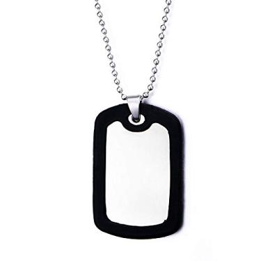Imagem de Colar militar masculino com pingente de aço inoxidável com silenciador de silicone preto, joia estilo exército, corrente de 50 cm, presente moderno para uso diário, 50cm, Aço inoxidável, Sem Pedra