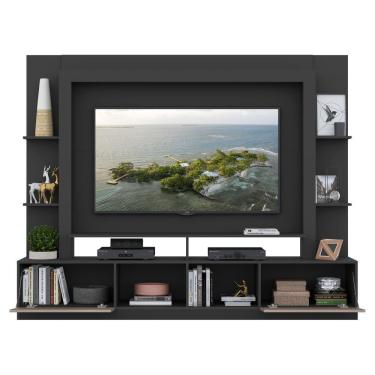 Imagem de Rack com Painel Suporte Tv 65´´ com Espelho Preto/Laca Fumê