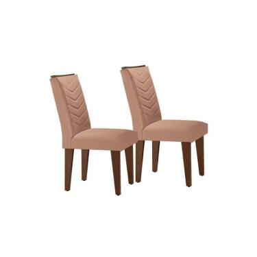 Imagem de Kit 2 Cadeiras Sala Jantar Londrina Madeira 2 Un Capuccino/Veludo Pérola - Rufato