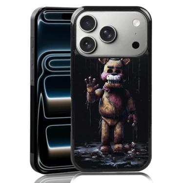 Imagem de MMYAJT Capa de telefone preta fofa FNAF adequada para iPhone 17 Pro, capa protetora TPU à prova de choque para iPhone Horror Five Nights Video Game Capa de telefone presente para meninos meninas