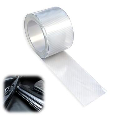 Imagem de Wokyo Protetores de borda de porta de carro universais, fibra de carbono 3D transparente invisível de fibra de carbono protetor de soleira de porta de automóveis 33 pés x 2 pol, acessórios de fita de