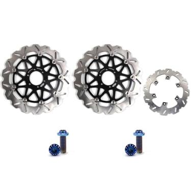 Imagem de Arashi Discos de freio dianteiros traseiros rotores com parafusos de montagem para Yamaha FZR1000 EXUP 1990-1995, XJR 1200 1995-1997, FZR1000 GENESIS 1987-1989, peças de acessórios de substituição de