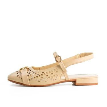 Imagem de Sapato Dakota Slingback Salto Bloco Baixo, 36, Bege