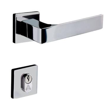 Imagem de Fechadura Entrada Reta Roseta 6cm Cromado Quadratta Aliança