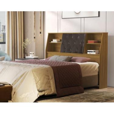 Imagem de cabeceira box 1,60 queen nubia almofada estofada com prateleira e nich