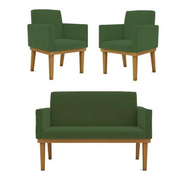 Imagem de Kit Sofá Namoradeira + Poltrona Reforçada verde