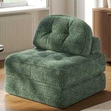 Imagem de Dowinx Sofá-cama dobrável com travesseiro, sofá-cama confortável conversível para adultos, sala de estar e jogos, design moderno e confortável para apartamento, sala de estar, quarto, solteiro, veludo