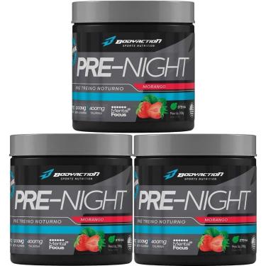 Imagem de Kit 3X Pre-Night Pré Treino Noturno - 200g Morango - BodyAction-Masculino
