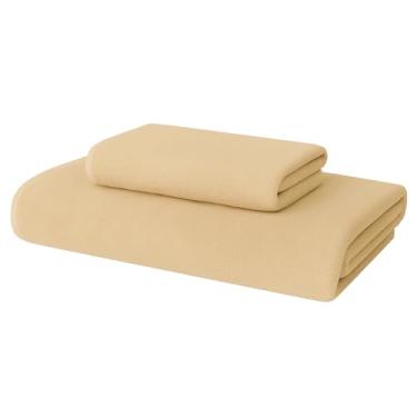 Imagem de Kit 02 Peças Toalha de Banho e Rosto Adulto Gigante Alta Absorção 1,40 m x 70 cm Toque Macio Luxo (Bege)