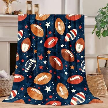 Imagem de Cobertor de futebol americano, cobertor de lã de flanela super macio, presentes para meninos, meninas, homens, mulheres, amantes, adultos, coisas para sofá, cama, decoração de quarto 101 x 127 cm
