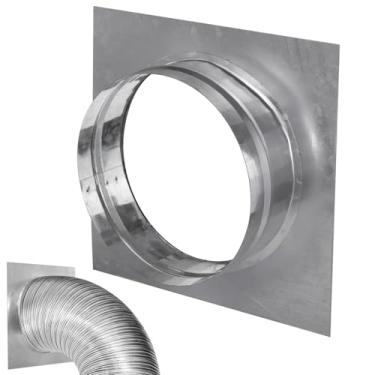 Imagem de LUMINFLY Conector de flange de duto de 15 cm, conector de tubo redondo de ferro galvanizado com base quadrada, ideal para aquecimento, resfriamento e ventilação do secador