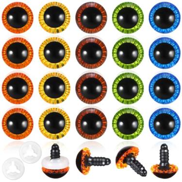 Imagem de 20 peças de olhos de segurança de 15 mm, olhos de crochê de plástico para Amigurumi com arruelas, olhos de artesanato 3D para fazer animais de pelúcia faça você mesmo