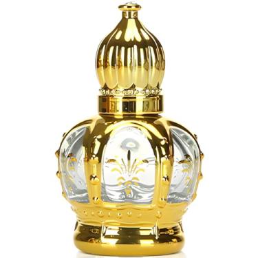 Imagem de LUMINFLY Garrafas decorativas de óleo de unção de 10 ml do Oriente Médio, pacote com 4, vidro espesso com design dourado, fácil de usar para viagens e uso diário