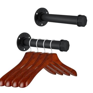 Imagem de REHOYEE Suporte para pendurar roupas de metal resistente, 25,5 cm, cabide industrial de 25,4 cm, cabide montado na parede, varões pequenos para armário (pacote com 2)