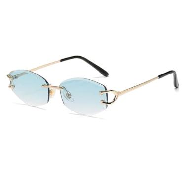 Imagem de Óculos de Sol Masculinos Sem Armação com Degradê de Cores e Proteção UV400 para Esportes ao Ar Livre, Corrida e Ciclismo, VERDE C4