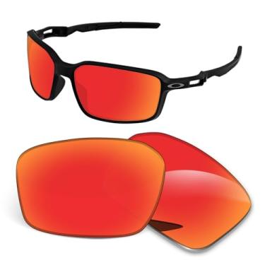 Imagem de Biyxpiv Lentes de substituição de 1,5 mm compatíveis com óculos de sol Oakley Siphon OO9429, antiarranhões e resistentes a impactos, Espelhado vermelho laranja, 64 millimeters